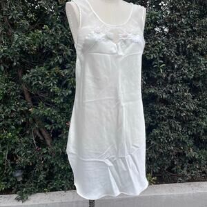 Vintage Sara Beth Cream White Floral Embellished Slip Dress